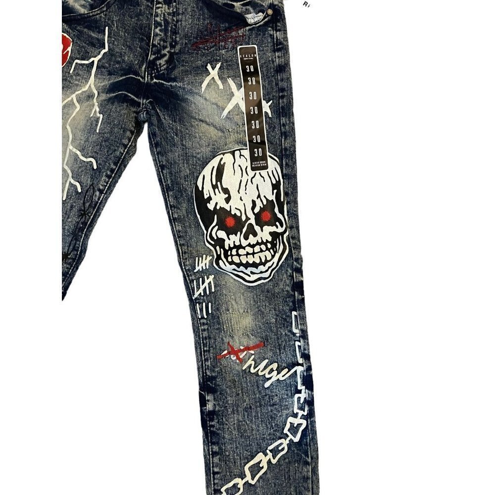 NWT Reason Skinny Jeans Move in Silence Skateboard Streetwear 30Wx32L - Picture 6 of 13